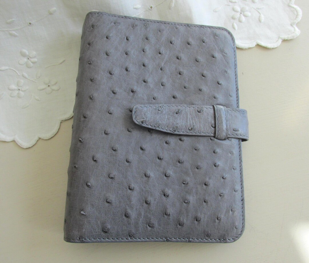 Ostrich Leather Filofax Cover in Gray - Free Shipping - Etsy