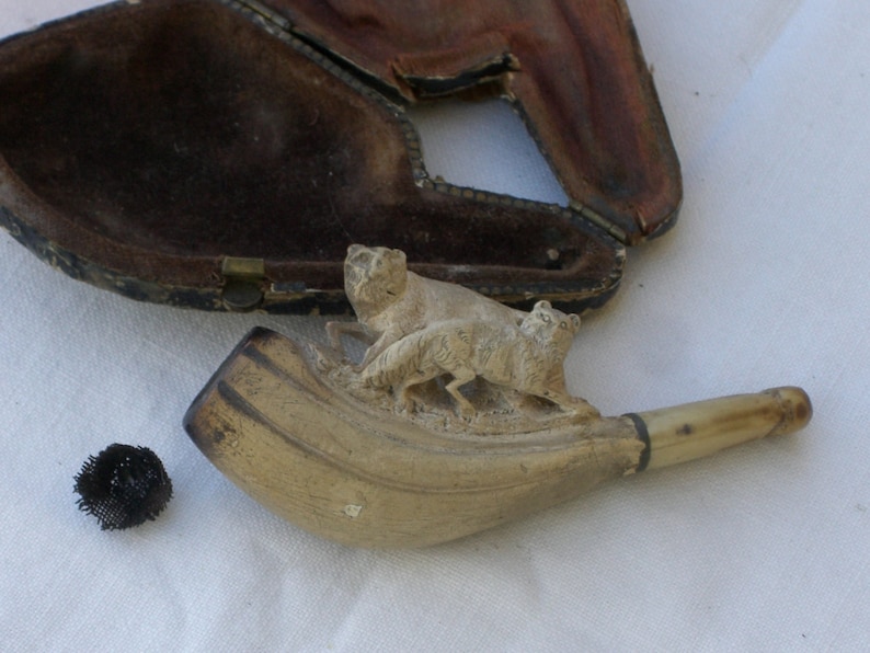 Meerschaum Carved Pipe In Case Pipe Free Shipping Vintage