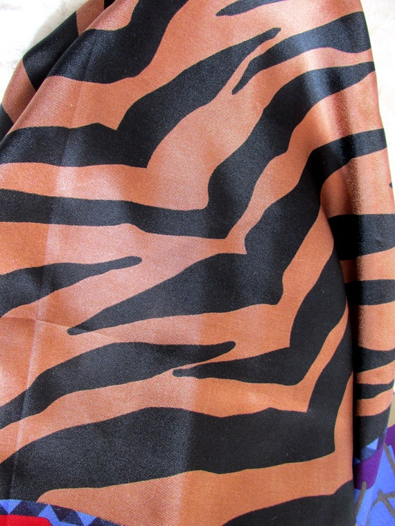 Silk Scarf - Perry Ellis Animal Print with Bright… - image 5