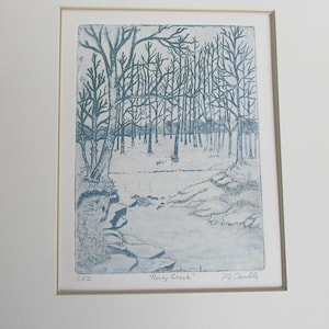 Aquatint Etching &quot;Rocky Creek&quot; by M Cauble