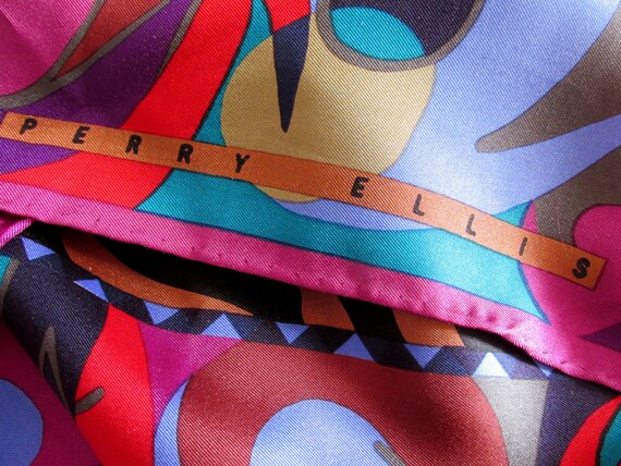 Silk Scarf - Perry Ellis Animal Print with Bright… - image 2