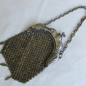 Brass Mesh Purse with Silver Frame - Antique - Free Shipping