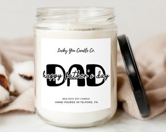 Happy Father's Day Candle - 8oz With Lid Soy Wax Candle - Father's Day Gifts Present Best Dad Ever Trending