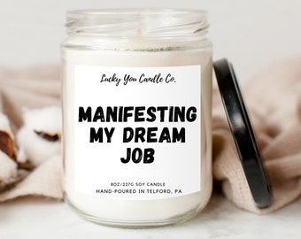 Manifesting My Dream Job Candle, Home Decor And Gifts For Women, Home Decor And Gifts, Hustle Hard, Manifestation, Promoted, Promotion Gift