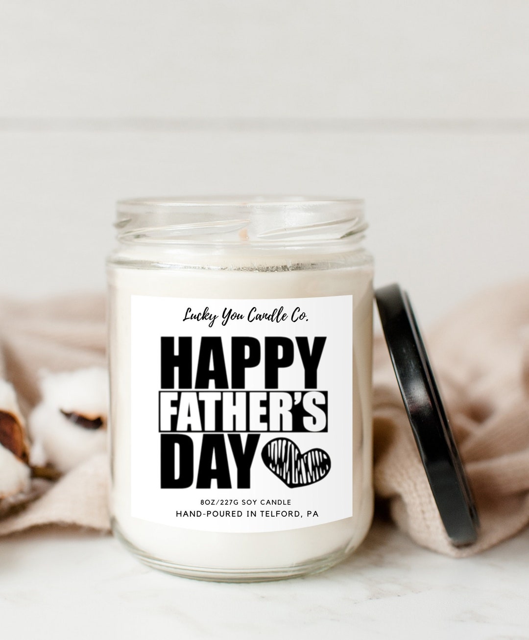 Happy Father's Day Candle 8oz With Lid Soy Wax Candle Father's Day