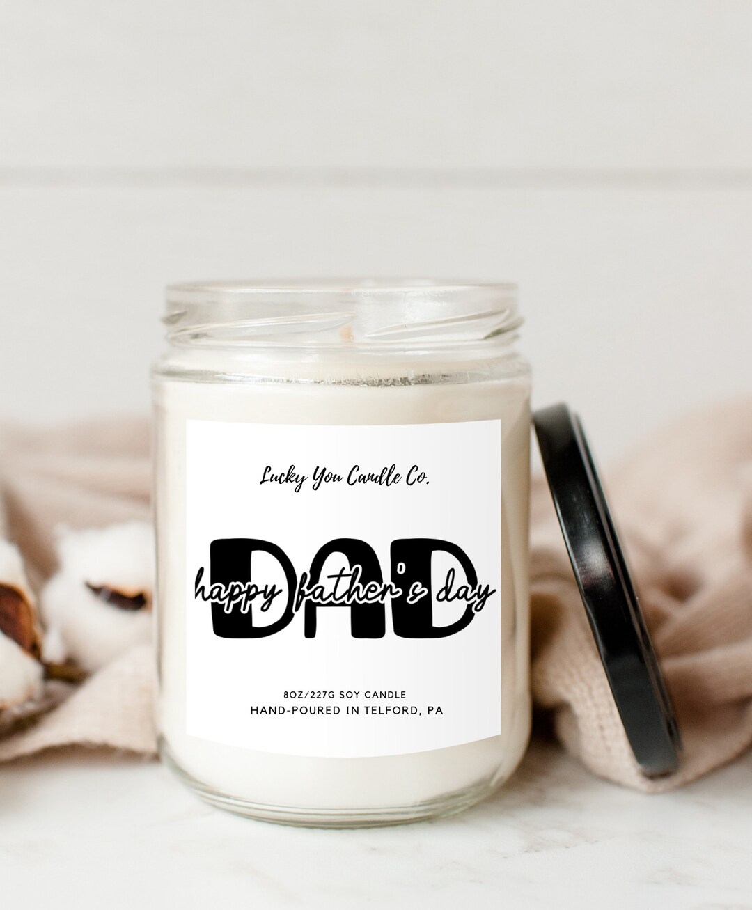 Happy Father's Day Candle 8oz With Lid Soy Wax Candle Father's Day