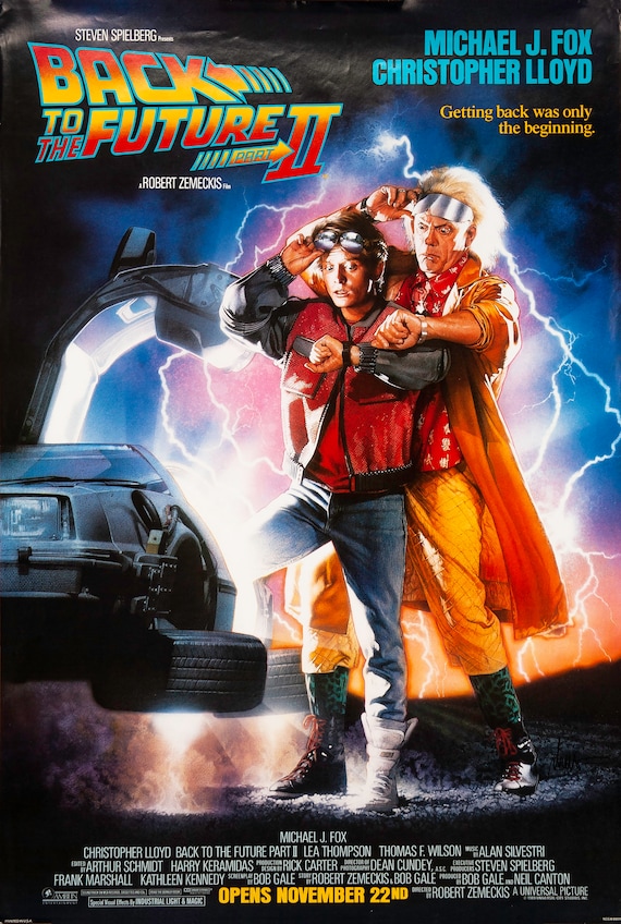 1985 Back To The Future Poster Robert Zemeckis Movie Marty Mcfly Doctor Emmett Doc Brown Print