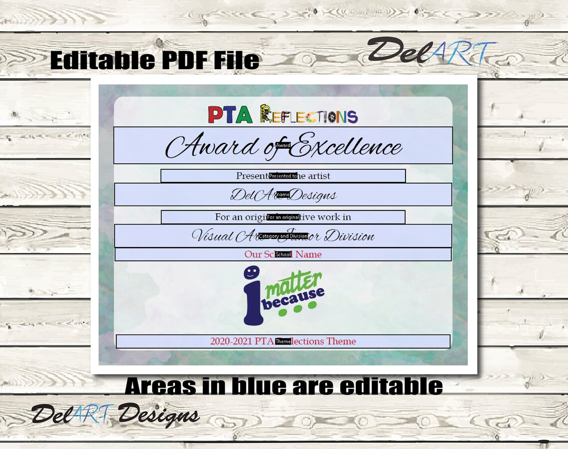 PTA Reflections Certificate 2020-2021 Digital Printable PDF | Etsy
