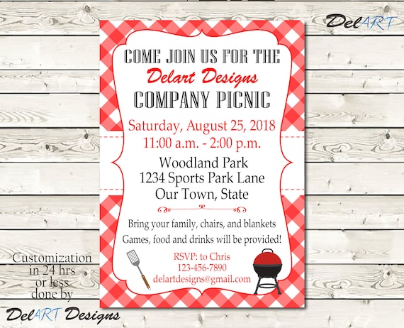 custom picnic invitations company bbq invite church or etsy