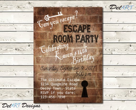 Escape Room Party Invitations Brick Background Printable | Etsy