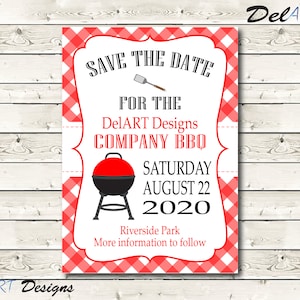 Company Picnic Save the Date, BBQ, Church, Family or Business Party, Printable Digital File after customization, JPG or PDF