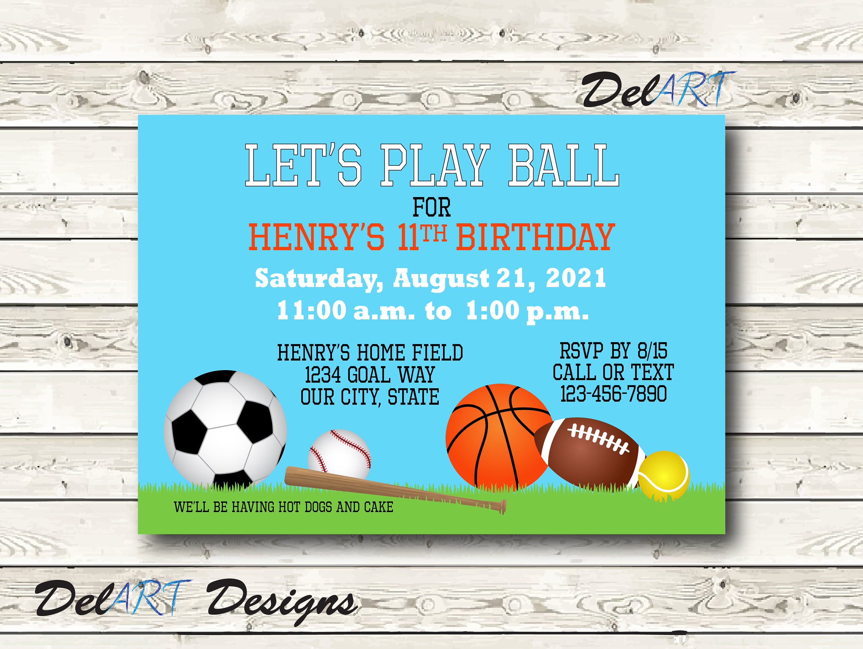 Sports Theme Party Invitation Play Ball Birthday Invite Or Etsy