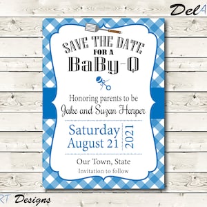 Réservez votre date BabyQ Baby shower, invitation barbecue, bleu, rose, rouge ou n'importe quelle couleur, fichier numérique imprimable ou carte virtuelle, JPG ou PDF