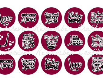 INSTANT DOWNLOAD Hockey Sayings Hockey Mom 1 Inch Bottle Cap Image Sheets *Digital Image* 4x6 Sheet With 15 Images