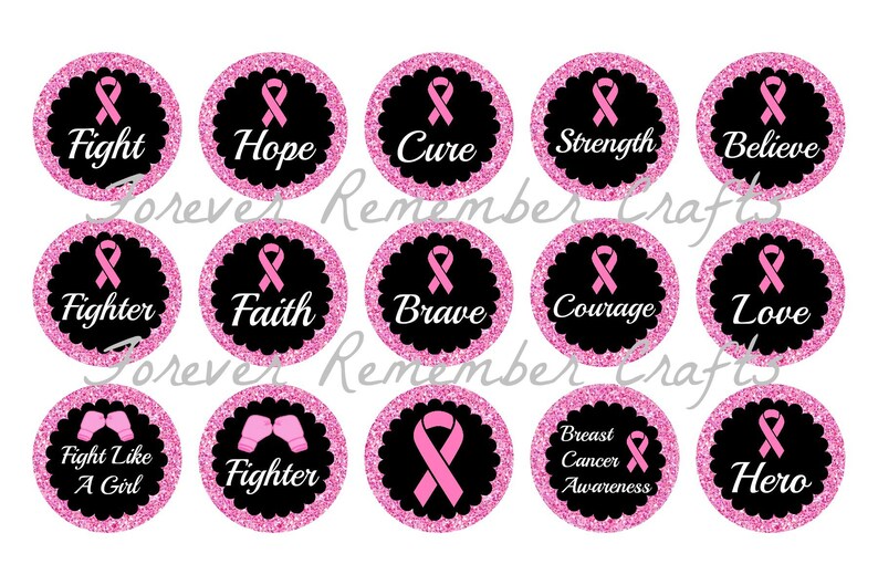 INSTANT DOWNLOAD Breast Cancer 1 Inch Bottle Cap Image Sheets Etsy