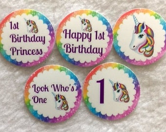 Set of 50/100/150/200  Unicorn 1st Birthday Party   1 Inch Confetti Circles