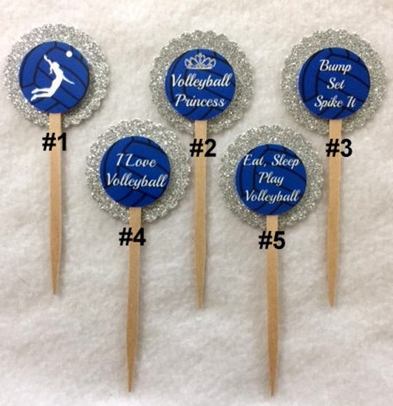 Set of 12 Personalized Volleyball Birthday Cupcake Toppers Etsy