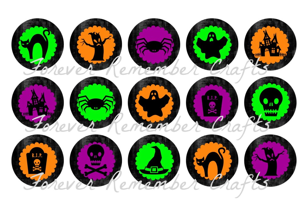 INSTANT DOWNLOAD Halloween 1 Inch Bottle Cap Image Sheets digital Image ...