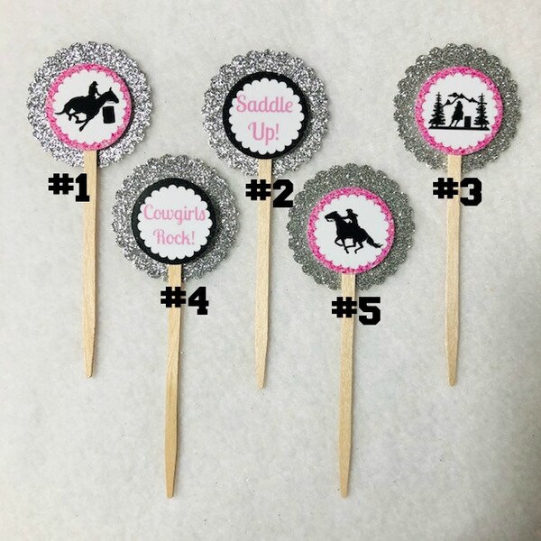 Set Of 12 Personalized Barrel Racing Cupcake Toppers (Your Choice Of Any 12)