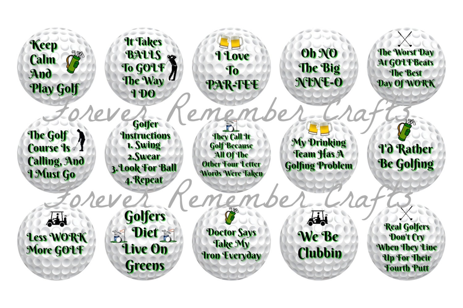 INSTANT DOWNLOAD Funny Golf Sayings & Quotes Bottle Cap ...