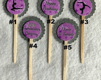 Set Of 12 Personalized Gymnastics Cupcake Toppers (Your Choice Of Any 12)