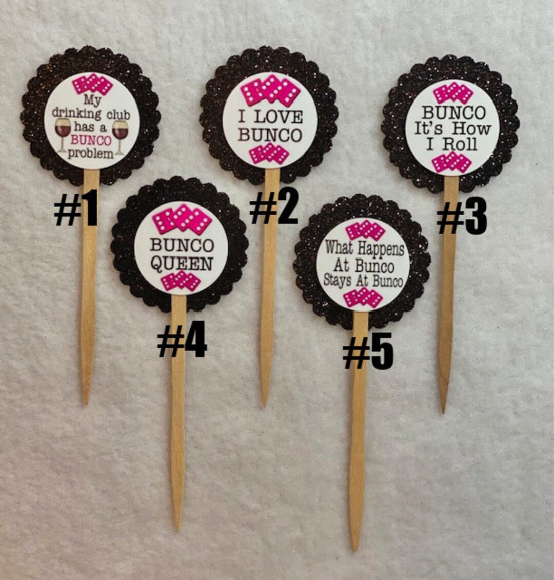 ANY YEAR Set of 12 Bunco Cupcake Toppers you Choice of Any 12 Etsy