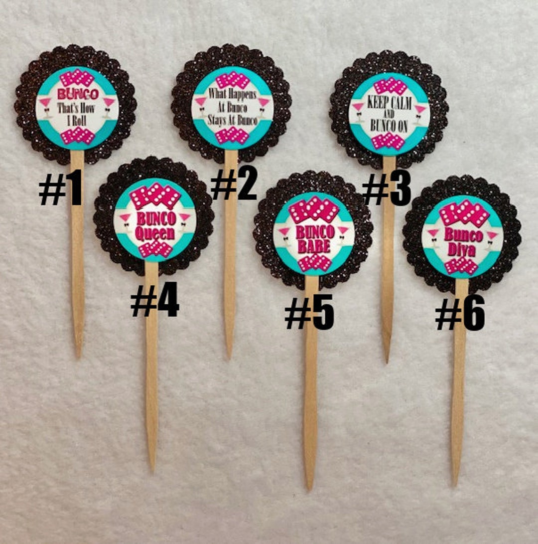 ANY YEAR Set of 12 Bunco Cupcake Toppers you Choice of Any 12 Etsy