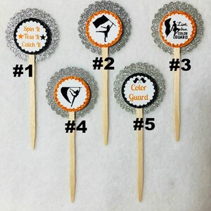 Set Of 12 Personalized Color Guard  Cupcake Toppers (Your Choice Of Any 12)