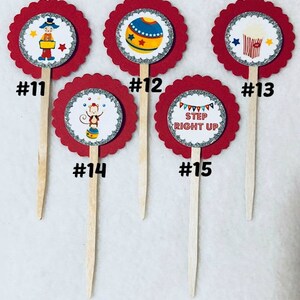 Set Of 12 Personalized Circus Birthday Party Cupcake Toppers Your Choice Of Any 12 immagine 3