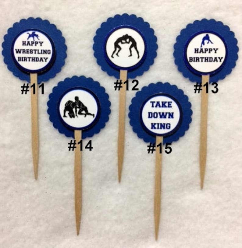 Set of 12 Wrestling Birthday Cupcake Toppers your Choice of Etsy