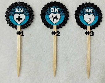 Set Of 12 RN Nursing Cupcake Toppers (Your Choice Of Any 12)