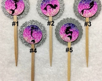 Set Of 12 Mermaid Cupcake Toppers (Your Choice Of 12)