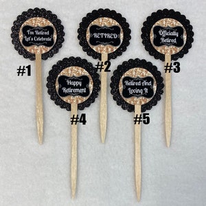 Set Of 12 Personalized Retirement Party Cupcake Toppers (Your Choice Of Any 12)