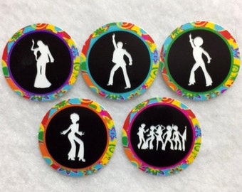 Set of 50/100/150/200  Disco Silhouettes  1 Inch Confetti Circles