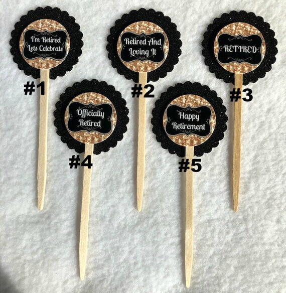Set Of 12 Personalized Retirement Party Cupcake Toppers Your | Etsy