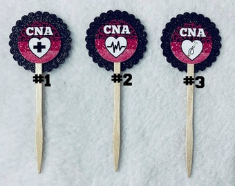 Set Of 12 CNA Nursing Cupcake Toppers (Your Choice Of Any 12)