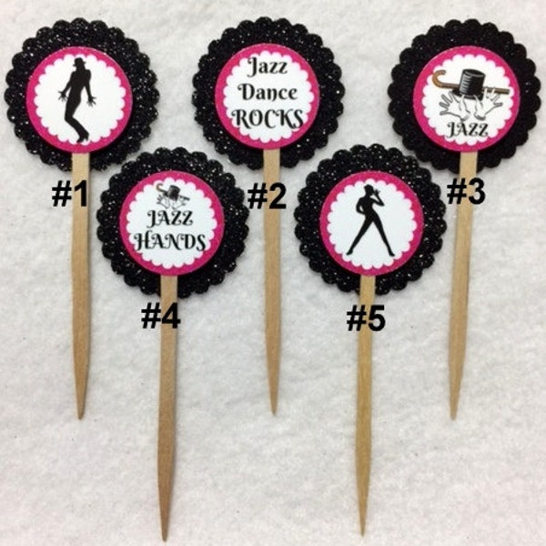 Set Of 12 Jazz Dance Cupcake Toppers (Your Choice Of Any 12)