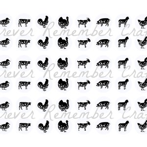 INSTANT DOWNLOAD 12mm Farm Animal Floral Silhouettes Template