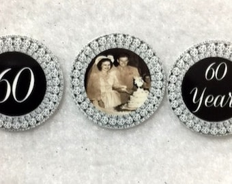 Set of 50/100/150/200 Personalized 60th Wedding Anniversary Photo 1 Inch Confetti Circles