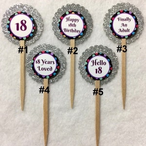 Set Of 12 Personalized 18th Birthday Party Cupcake Toppers Your Choice Of Any 12 image 1