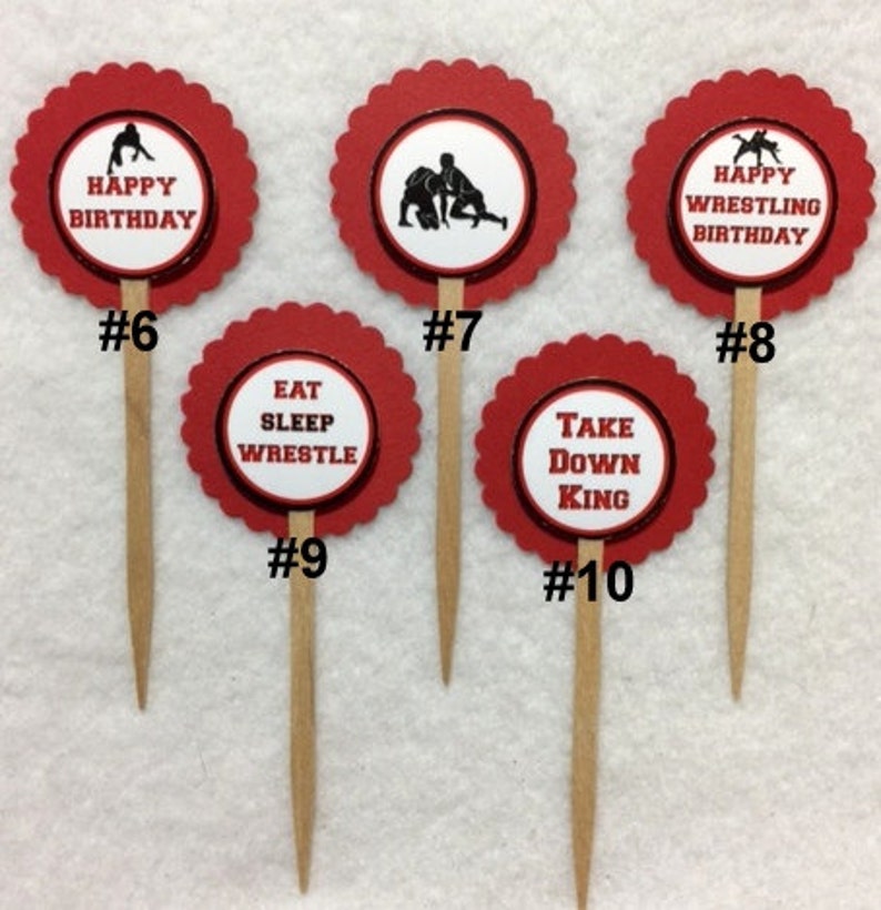 Set Of 12 Wrestling Birthday Cupcake Toppers Your Choice Of Etsy