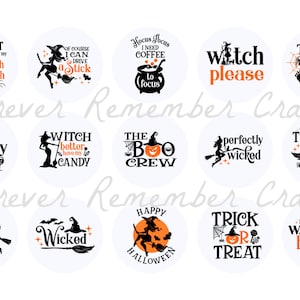 INSTANT DOWNLOAD Halloween Sayings 1 Inch Bottle Cap Image Sheets *Digital Image* 4x6 Sheet With 15 Images