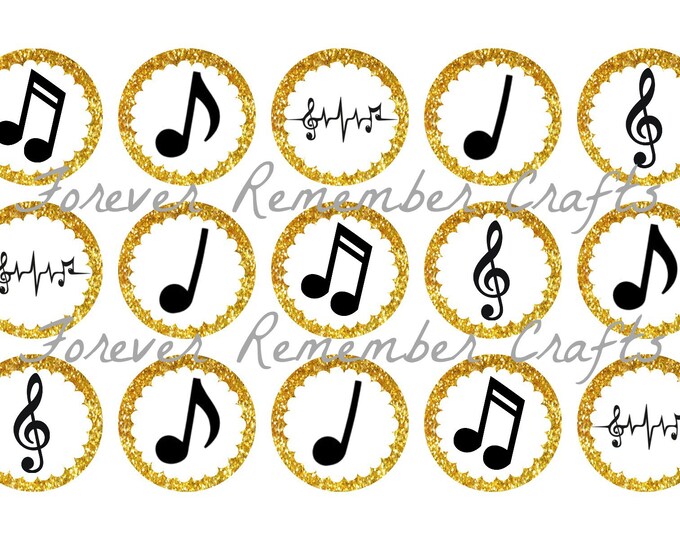 INSTANT DOWNLOAD Music Notes 1 Inch Bottle Cap Image Sheets digital ...