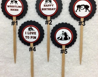 Set Of 12 Wrestling Birthday Cupcake Toppers (Your Choice Of Any 12)