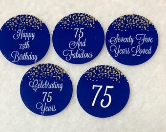 Set Of 50/100/150/200 Personalized 75th Birthday Party  1 Inch Circle Confetti