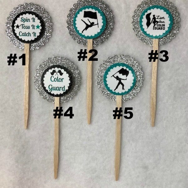 Set Of 12 Personalized Color Guard  Cupcake Toppers (Your Choice Of Any 12)
