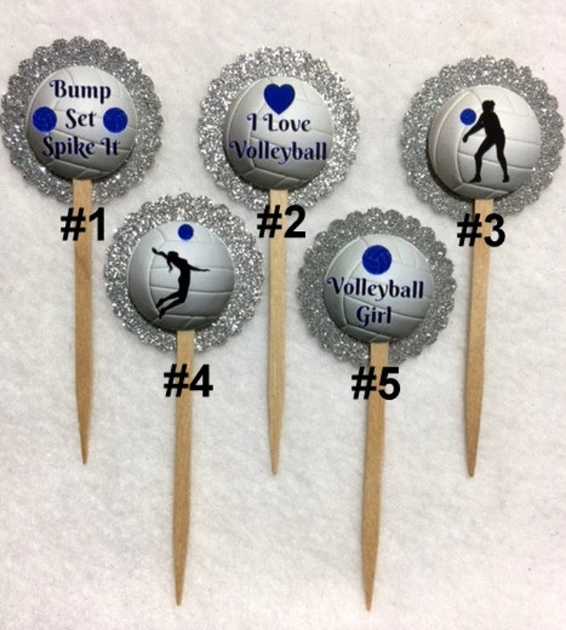 Set of 12 Personalized Volleyball Birthday Cupcake Toppers Etsy