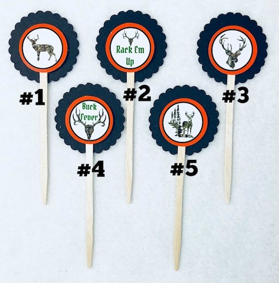 Set Of 12 Personalized Hunting Birthday Cupcake Toppers Your Etsy