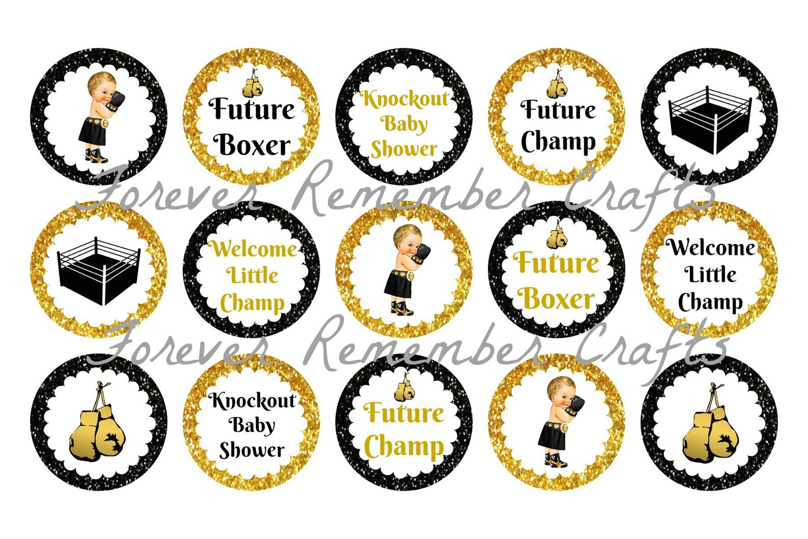 INSTANT DOWNLOAD Boxing Baby Shower 1 Inch Bottle Cap Image Etsy