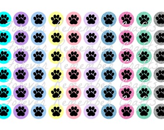 INSTANT DOWNLOAD 12mm Paw Print Pastels Template